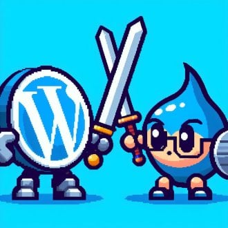 Wordpress vs. Drupal, generated with designer.microsoft.com